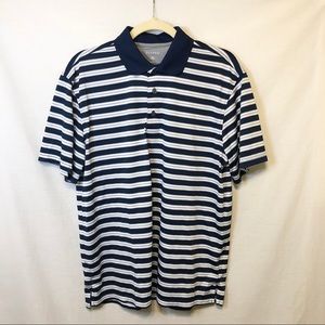 George Navy Blue White Striped Polo Shirt - M